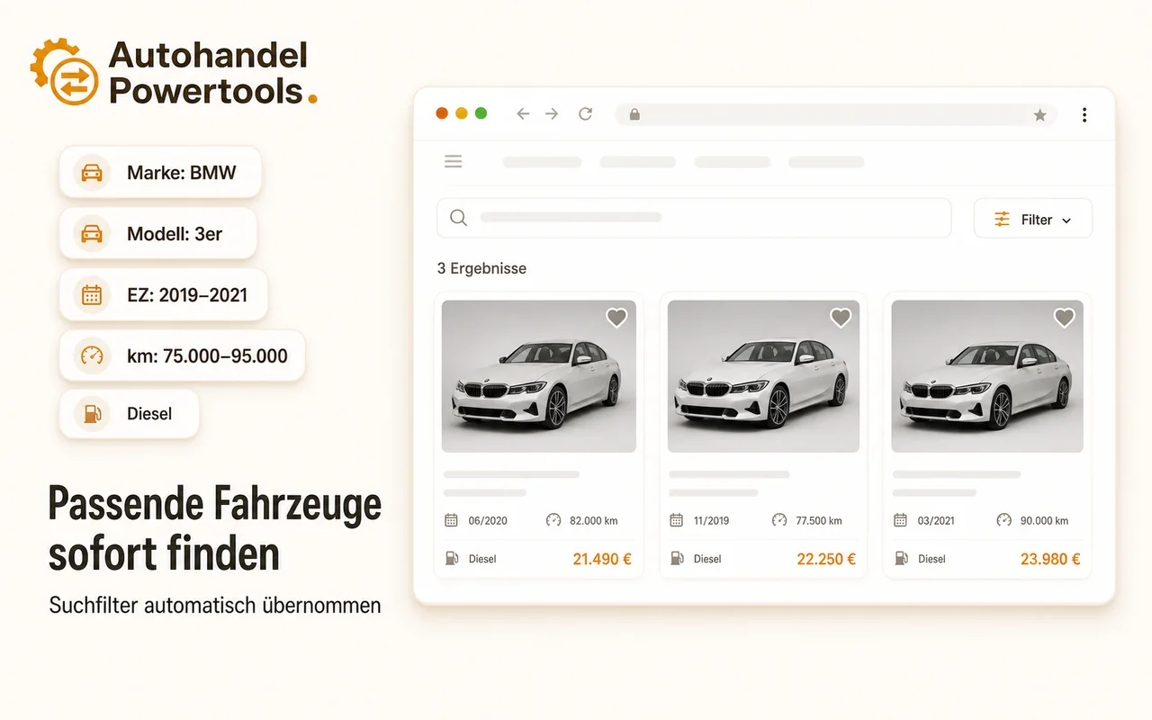 Gefilterte Vergleichssuche mit Marke, Modell, Erstzulassung, Kilometerstand und Kraftstoff